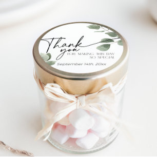 Sticker Rond Remerciement de verdure d'eucalyptus vert sauge