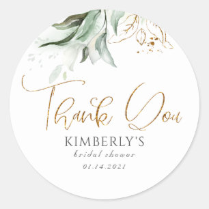 Sticker Rond Remerciement de verdure et d'or
