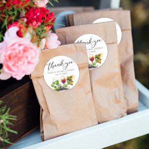 Sticker Rond Remerciement Élégant Aquarelle pour une Dégustatio