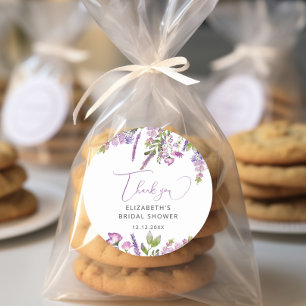 Sticker Rond Remerciement élégant de lavande violette pour la d