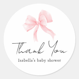 Sticker Rond Remerciement Élégant pour Baby Shower Rose