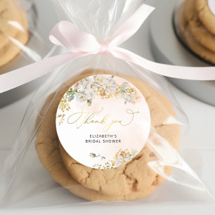 Sticker Rond Remerciement élégant pour une douche de mariée aux