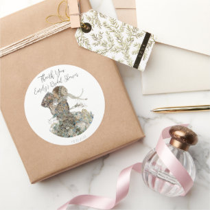 Sticker Rond Remerciement Floral Art Nouveau Vintage