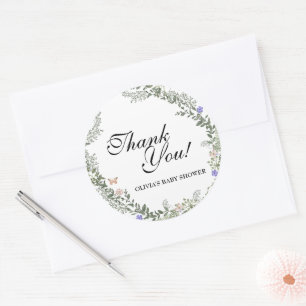 Sticker Rond Remerciement Floral Douceur Verte Bohème Genre Neu