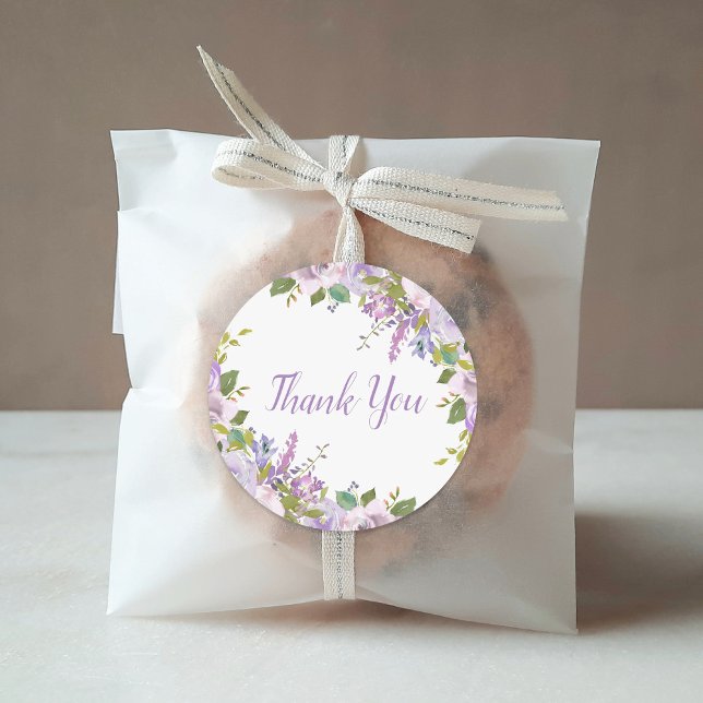 Sticker Rond Remerciement floral lilas (Créateur téléchargé)