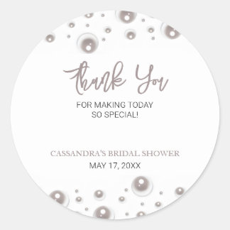 Sticker Rond Remerciement Minimal de Fête de Mariage Perle Blan