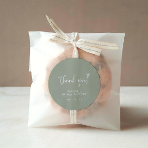 Sticker Rond Remerciement Moderne Bohème Vert Sauge pour Baby S