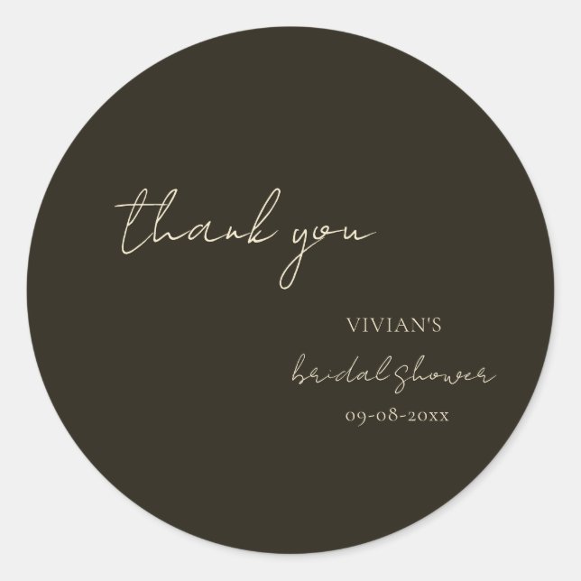 Sticker Rond Remerciement moderne de calligraphie vert foncé po (Devant)