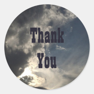 Sticker Rond Remerciement Nuages Soleil Lumineux Gratitude