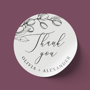 Sticker Rond Remerciement Olive Minimaliste Cadeau de Mariage