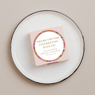 Sticker Rond Remerciement personnalisé pour Baby Shower Bohème 