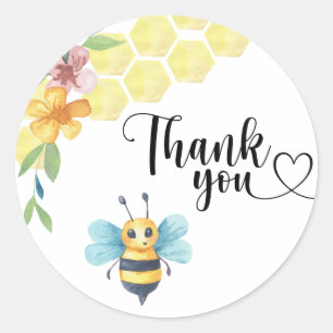 Sticker Rond Remerciement pour baby shower abeille