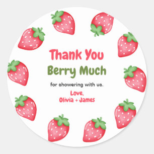 Sticker Rond Remerciement pour Baby Shower aux fraises très suc