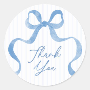 Sticker Rond Remerciement pour Baby Shower avec un Ruban Ondulé