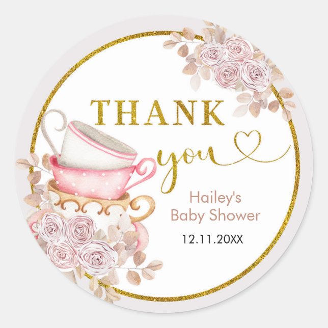 Sticker Rond Remerciement pour Baby Shower Bohème Love is Brewi (Devant)