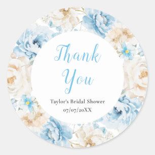 Sticker Rond Remerciement pour Baby Shower de Mariage Pivoine B