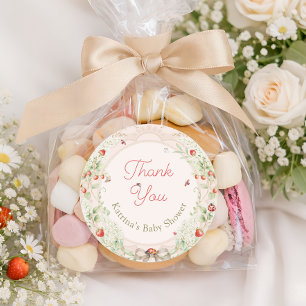 Sticker Rond Remerciement pour Baby Shower Little Love Bug