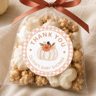 Sticker Rond Remerciement pour Baby Shower Little Pumpkin