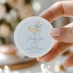 Sticker Rond Remerciement pour Baby Shower Mariage Amour en Fle