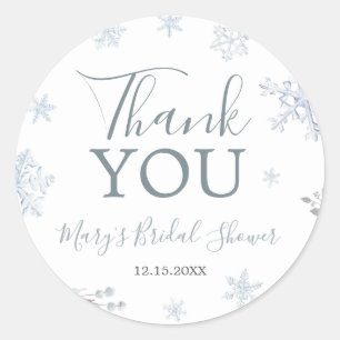 Sticker Rond Remerciement pour Baby Shower Mariage Flocon de Ne