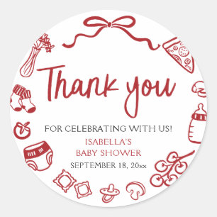 Sticker Rond Remerciement pour Baby Shower pour une petite Ital