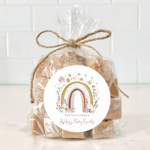 Sticker Rond Remerciement pour Baby Sprinkle Bohème Floral Arc-