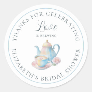 Sticker Rond Remerciement pour la Baby Shower Love is Brewing