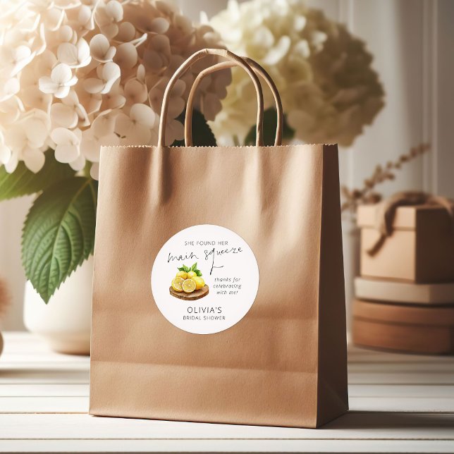 Sticker Rond Remerciement pour la Mariée de Main Squeeze Lemon (Créateur téléchargé)