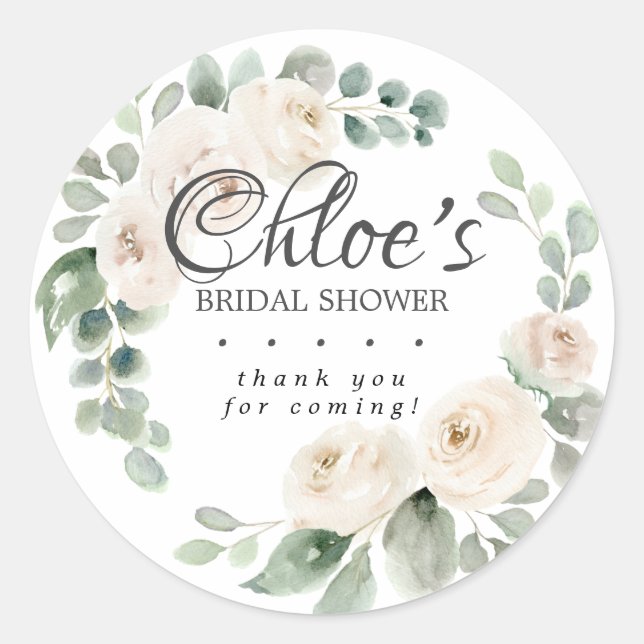 Sticker Rond Remerciement pour une Baby Shower de mariage Flora (Devant)