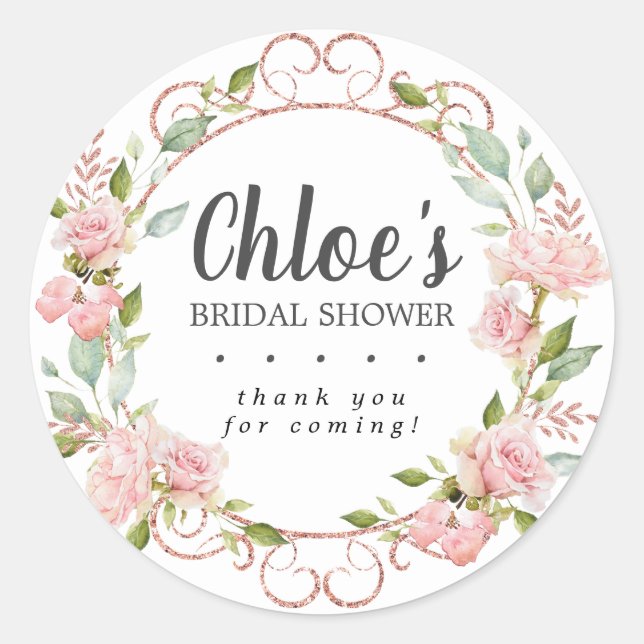 Sticker Rond Remerciement pour une Baby Shower de Mariée Floral (Devant)