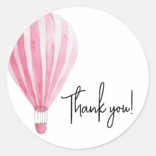 Sticker Rond Remerciement pour une baby shower montgolfière à a