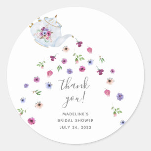 Sticker Rond Remerciement pour une fête prénuptiale thé floral 