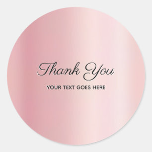 Sticker Rond Remerciement Texte personnalisé Or Rose Élégant Lu