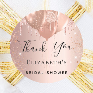 Sticker Rond Remerciements ballons rose gold blush pour la fête