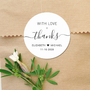 Sticker Rond Remerciements de mariage avec amour