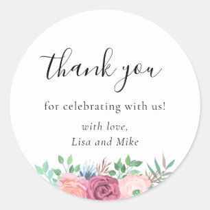 Sticker Rond Remerciements de mariage floral rustique
