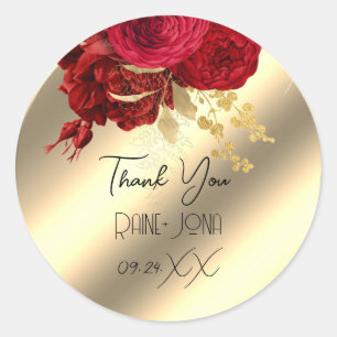 Sticker Rond Remerciements Favor Mariage Douce nuptiale 16e Or 