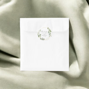 Sticker Rond Remerciements Feuillage de Fleurs Mariage
