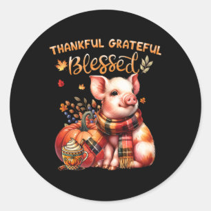 Sticker Rond Remerciements Gratuit Bienheureux Cochon D'Animal 