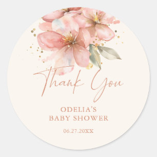 Sticker Rond Remerciements pour Baby In Bloom Fête de Bébé Fleu