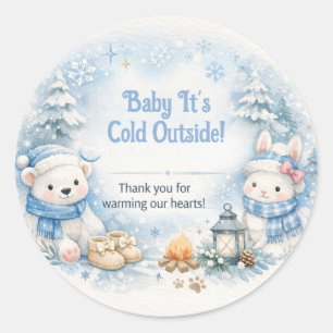 Sticker Rond Remerciements pour Baby Shower   Carte de l'ours p