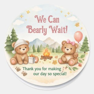 Sticker Rond Remerciements pour Baby Shower   Carte Ourson