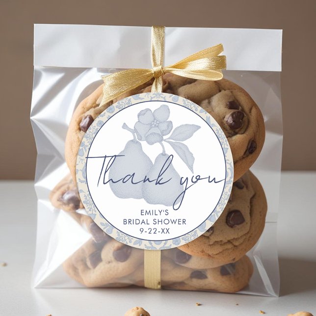 Sticker Rond Remerciements pour Baby Shower de mariage Dusty Bl (Thank You Favor Sticker)