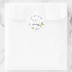 Sticker Rond Remerciements pour Baby Shower Lilac Lavender