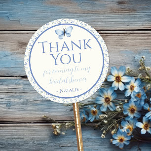 Sticker Rond Remerciements pour la Baby Shower Dusty Blue Wildf