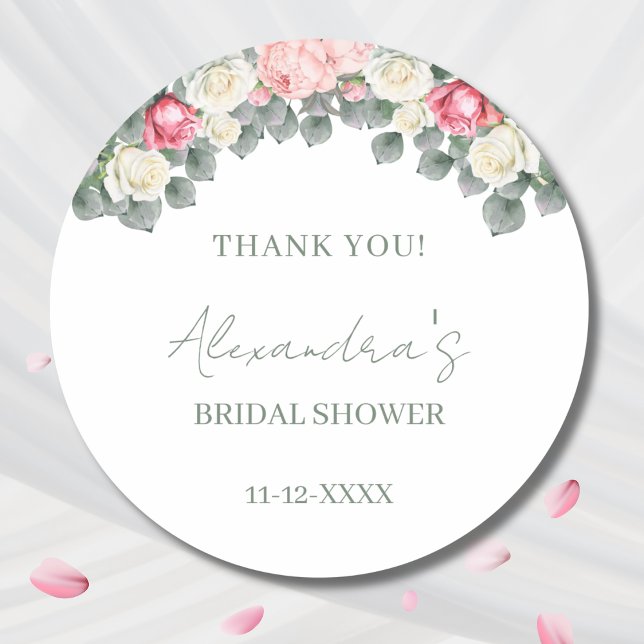 Sticker Rond Remerciements pour la fête de mariage avec des ros (Créateur téléchargé)