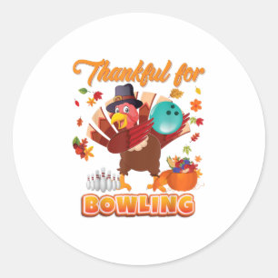 Sticker Rond Remerciements Pour Le Bowling Thanksgiving Turquie