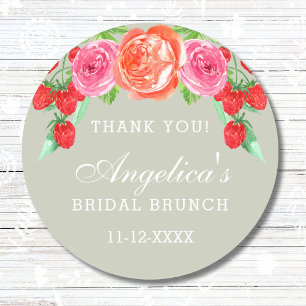 Sticker Rond Remerciements pour le brunch de mariage aux pivoin