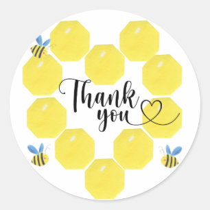 Sticker Rond Remerciements pour une baby shower abeille