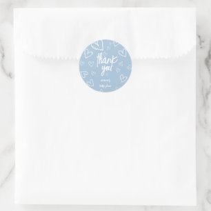 Sticker Rond Remerciements pour une Baby Shower Bleue Simple Mi